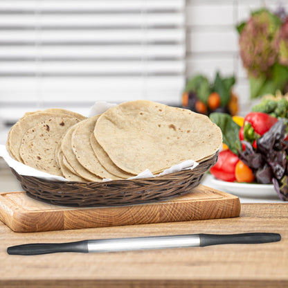 Black Wukusy 2520 Kitchen Plastic Belan rolling pin for baking and cooking, with a smooth handle and durable plastic body.