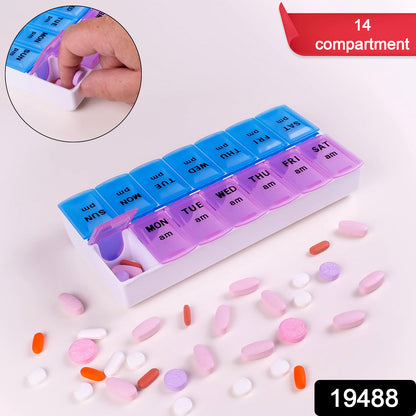Wukusy weekly medicine pill organizer with seven compartments for daily medication management, compact and portable design
