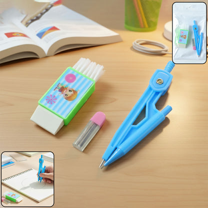 Wukusy premium kids plastic drawing compass and geometry set with rulers and accessories for math and art projects.