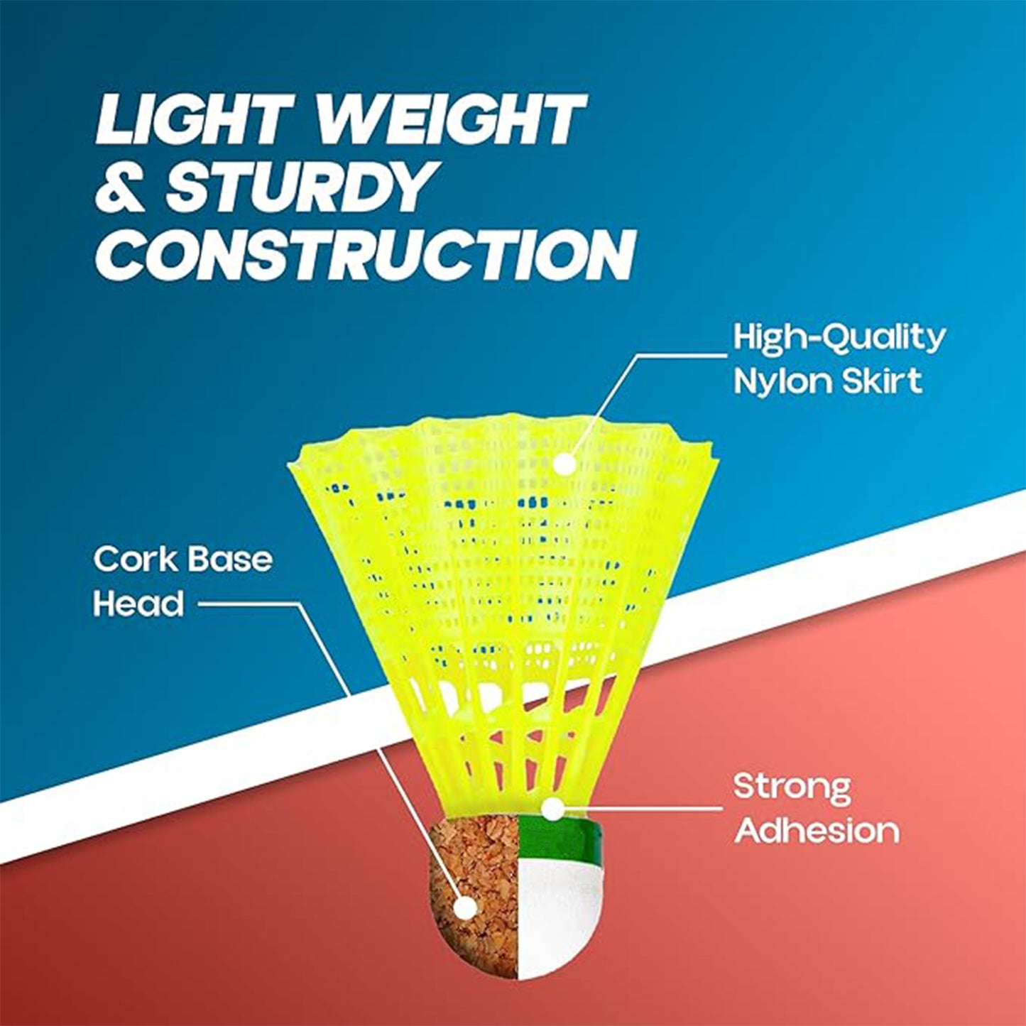 Six durable plastic shuttlecocks from Wukusy arranged in a set, ideal for outdoor badminton games.