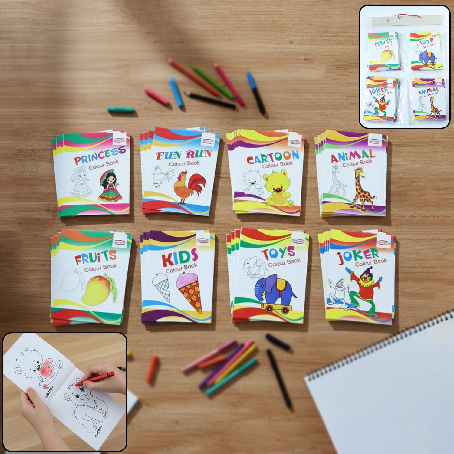 Kids educational coloring book set by Wukusy featuring 40 colorful books with fun illustrations for children.
