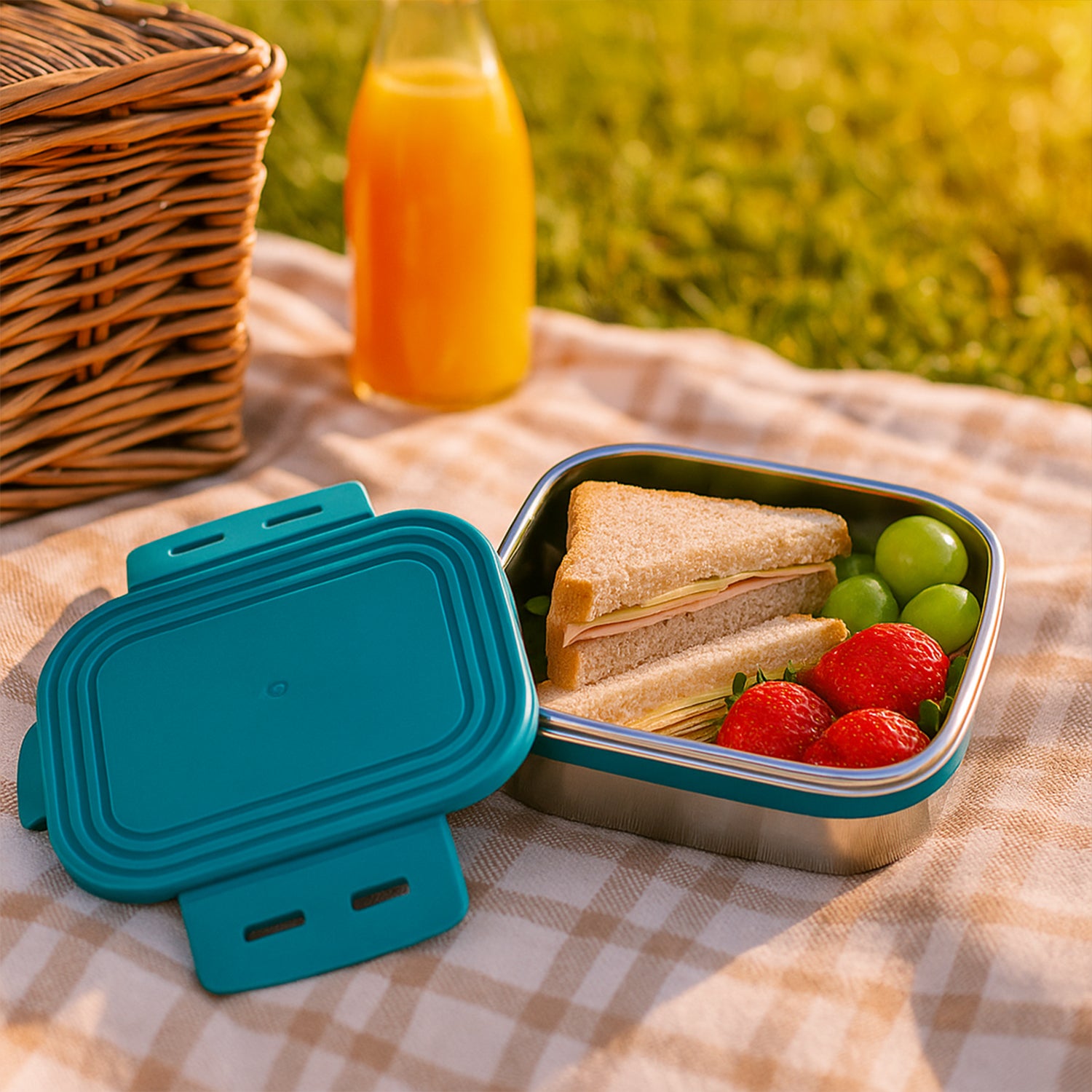 Wukusy Apex stainless steel mini stack plate food container, 200ml, ideal for home kitchen storage and meal prep.