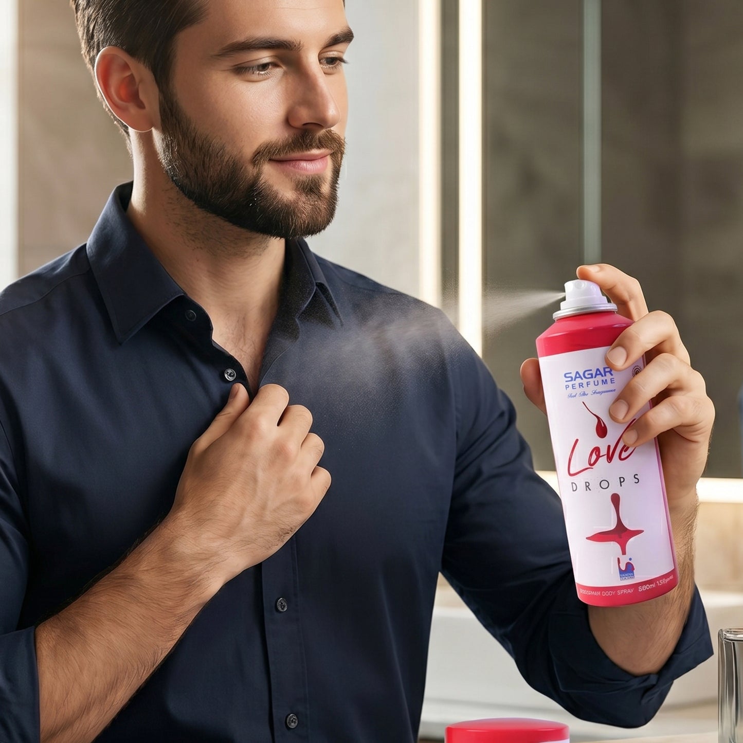 Wukusy Sagar Love Drops perfume deodorant body spray in 200ml bottle with floral and fresh scent, long-lasting freshness