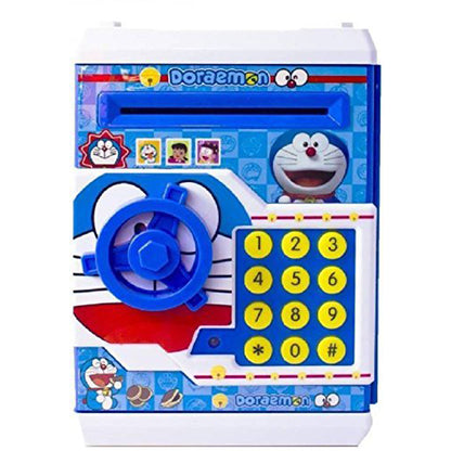 Wukusy 4508 Money Safe ATM piggy bank for kids, featuring electronic lock and cartoon pig design for savings and security.