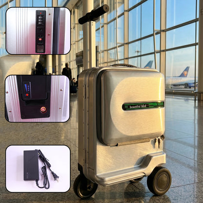 Wukusy electric ride-on scooter travel bag with foldable trolley, designed for easy transport and storage.