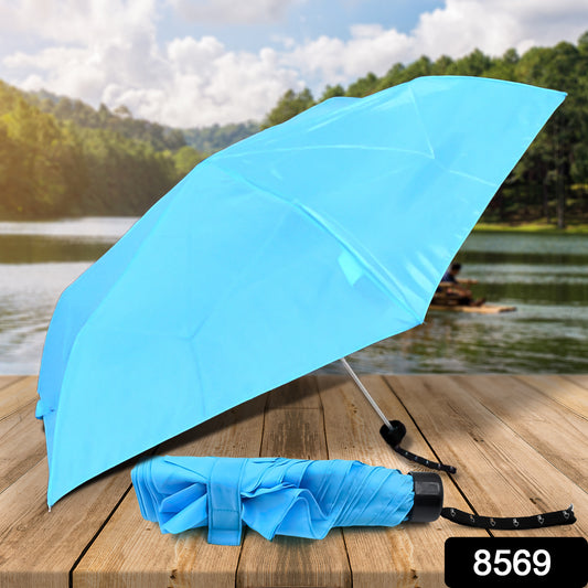 Wukusy 3-fold children's umbrella with UV protection, featuring colorful design, suitable for rain and sun, foldable travel umbrella