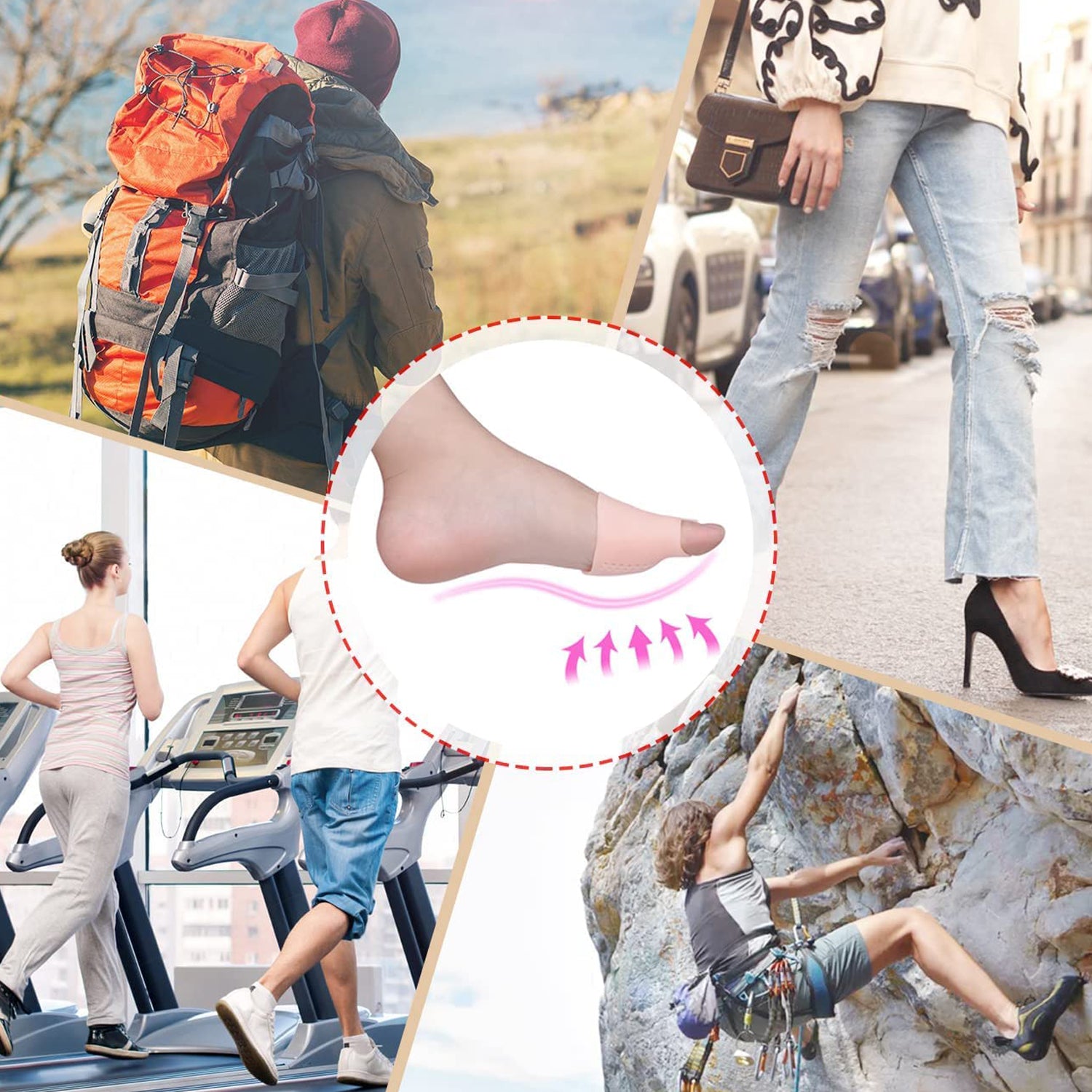 Wukusy silicone toe protector and cover for men and women, soft, flexible tiptoe protection, shown on toes in close-up.