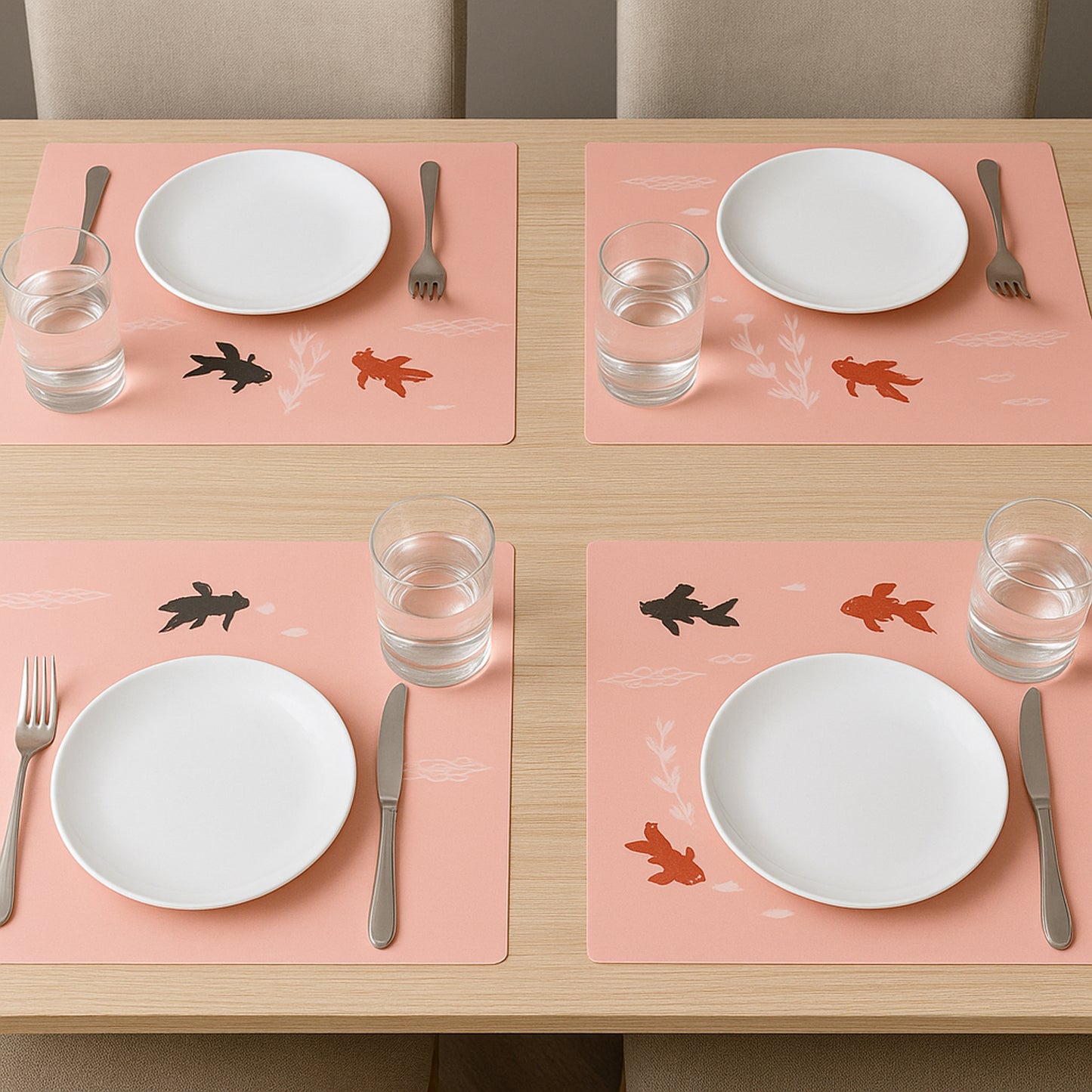 Set of four Wukusy decorative dining table placemats with elegant design, 45x35 cm, for stylish home and kitchen table settings.