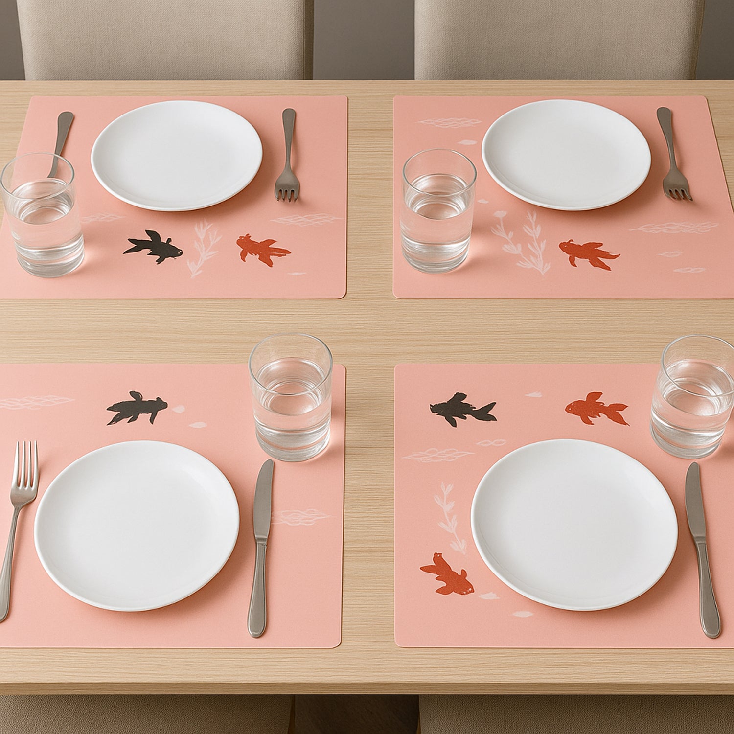 Set of four Wukusy decorative dining table placemats with elegant design, 45x35 cm, for stylish home and kitchen table settings.