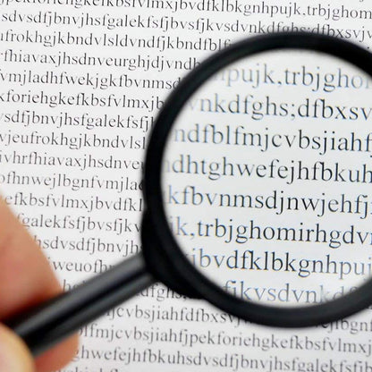 Wukusy 50mm glass magnifying lens for reading, double-sided, break-proof, ideal office eye protection and detailed viewing.