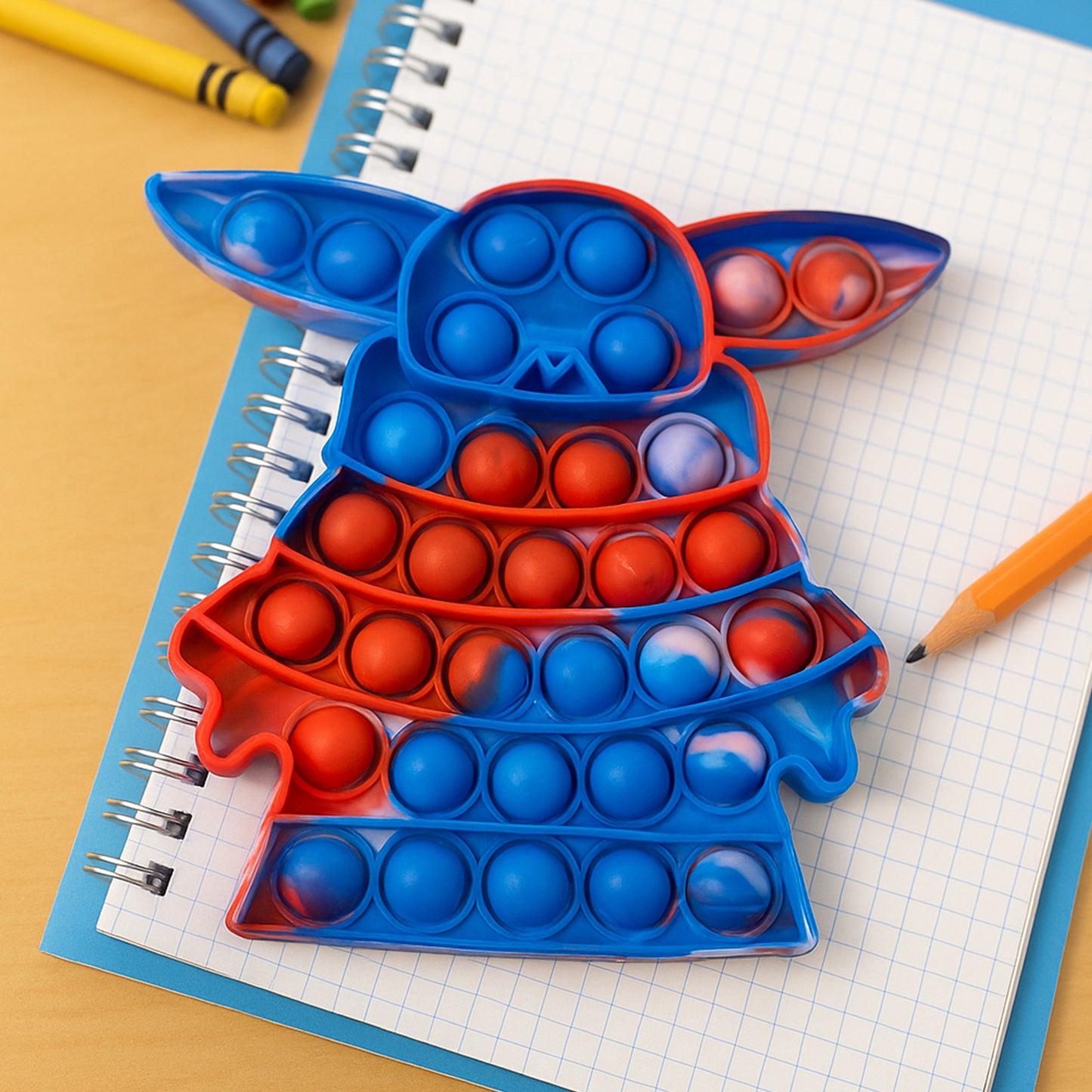 Wukusy Premium Cartoon Shape Silicone Pop It Fidget Toy with colorful bubbles for stress relief and sensory play.