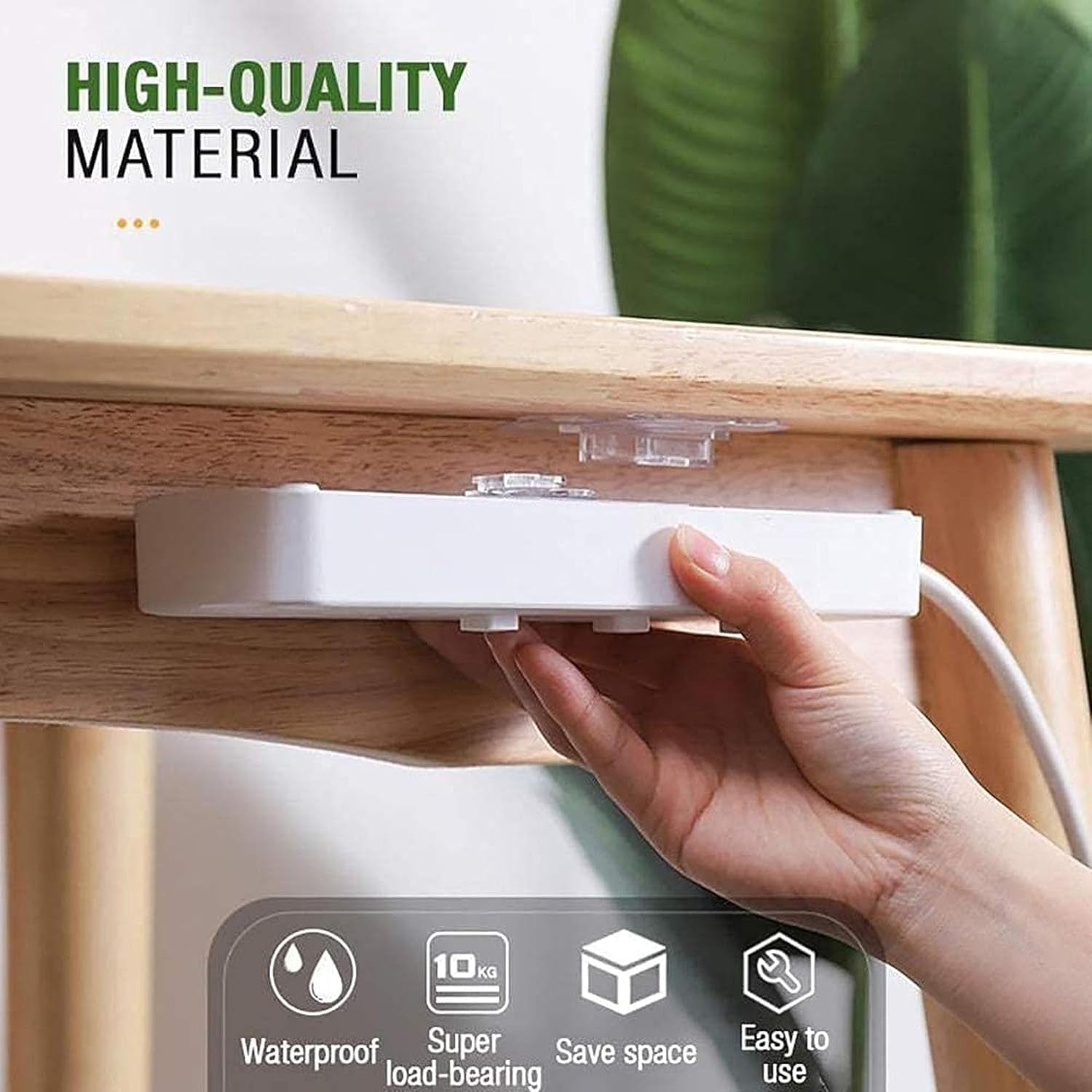 Wall-mounted Wukusy adhesive hanger with a hook for versatile hanging solutions in home or office spaces.