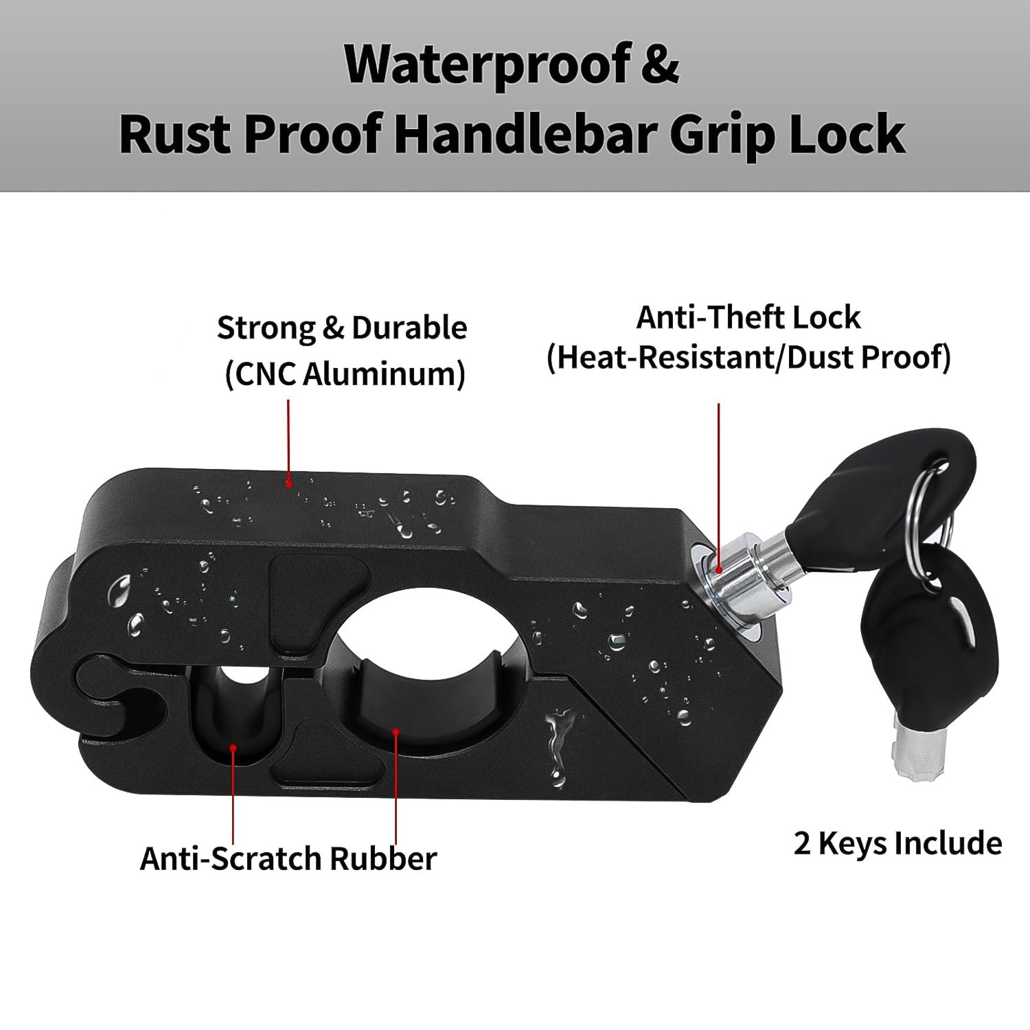 Wukusy motorcycle grip lock securing handlebar throttle grip for theft prevention, universal fit, home improvement security device