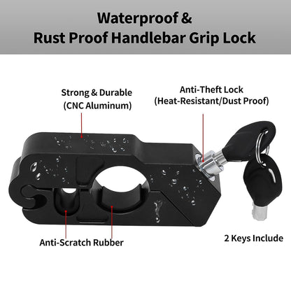 Wukusy motorcycle grip lock securing handlebar throttle grip for theft prevention, universal fit, home improvement security device