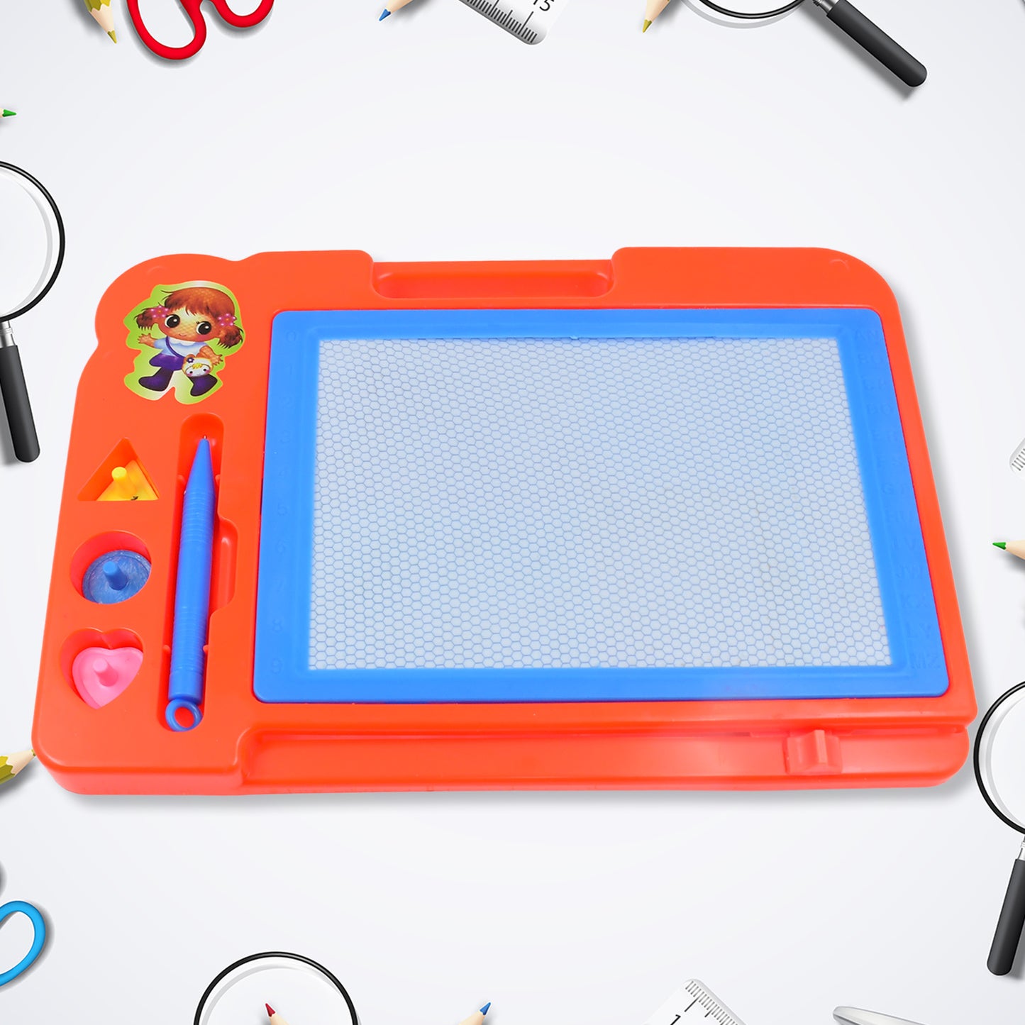 Wukusy magnetic slate sketch pad for kids, 27x19 cm, featuring a black chalkboard surface and magnetic accessories for creative drawing.