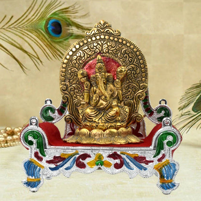 Wukusy 2711 Big Singhasan Bal Gopal used for placing deity sculptures in household and official settings, traditional wooden throne
