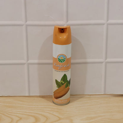 Wukusy Sandalwood Air Freshener Spray bottle, 220ml, with a sleek design and sandalwood scent visible in the image.