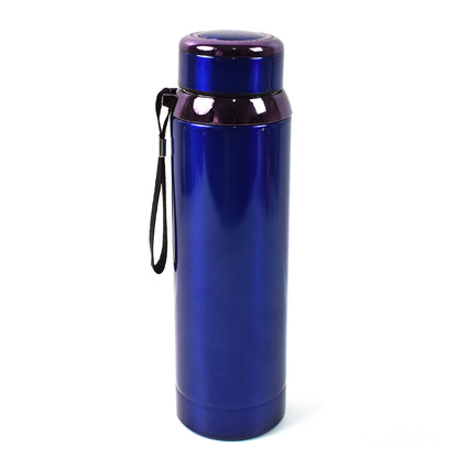 Wukusy double-walled stainless steel vacuum insulated bottle, 1000 ml capacity, in sleek silver with a screw-on lid.