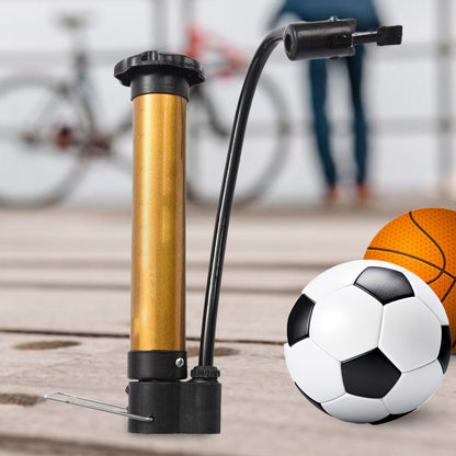 Wukusy 8506 hand air ball pump with metal body, portable high-pressure inflator for basketball, soccer, volleyball, and inflatable sports balls.