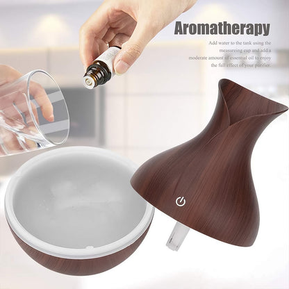 Wukusy Mini Wooden Vase Diffuser Humidifier for office, cool mist atomization, 130ml capacity, compact and stylish design
