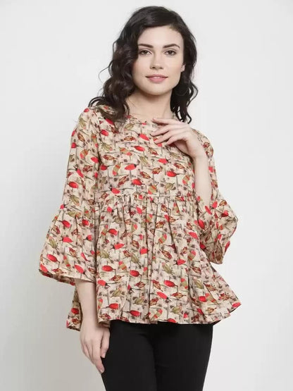 Drpshippr women's crepe floral top from DARZI Women's Collection, showcasing a stylish floral pattern and lightweight fabric.