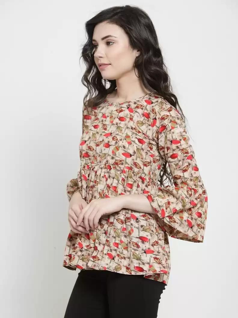 Drpshippr Darzi women's crepe floral top with a stylish design, perfect for casual or semi-formal wear.