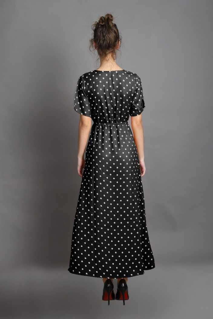 Drpshippr women's crepe polka dot drop waist dress from DARZI Women's Collection, featuring a flowing silhouette and stylish polka dot pattern.