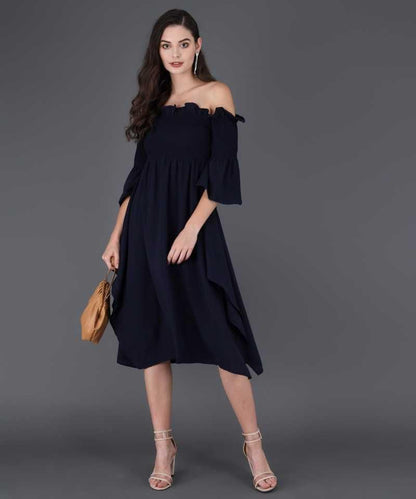 Women’s crepe solid drop waist dress by Drpshippr from the DARZI Women’s Collection, featuring a stylish and comfortable fit.
