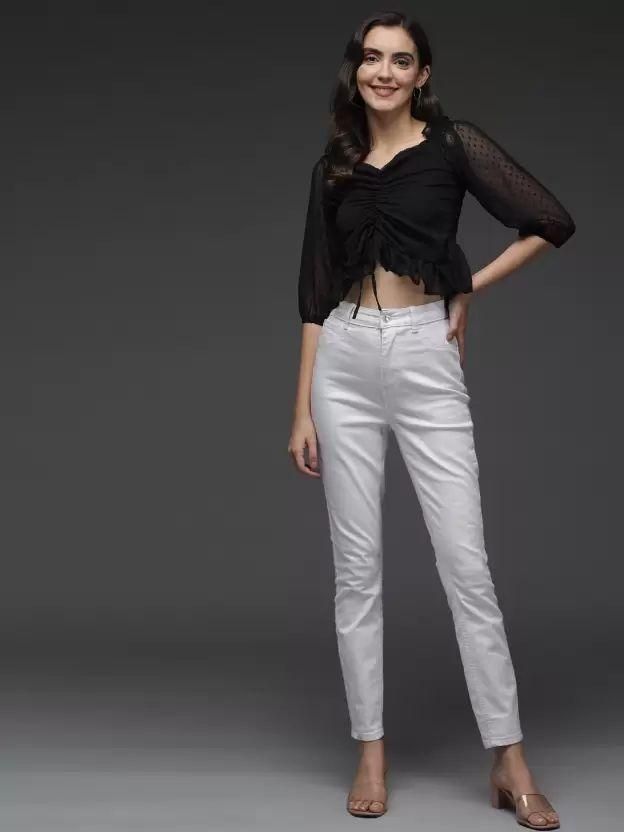 Women's Georgette self-design top from DARZI Women's Collection, featuring intricate patterns and lightweight fabric.