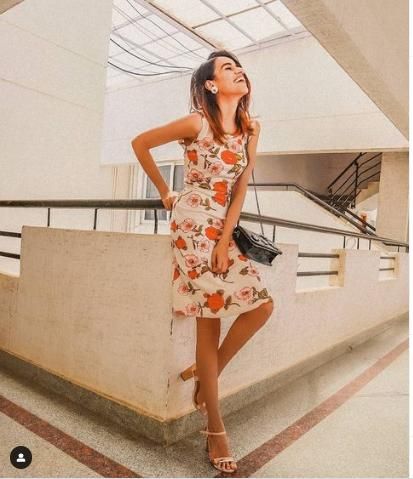 Women's floral A-line dress made from Lycra blend in the DARZI Women's Collection, featuring a stylish and comfortable design.