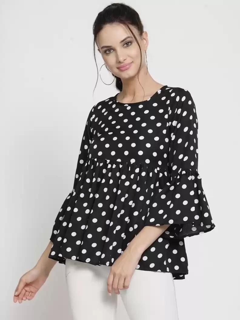 Drpshippr women's printed poly crepe top from Darzi Women's Collection, featuring colorful patterns and a stylish fit.