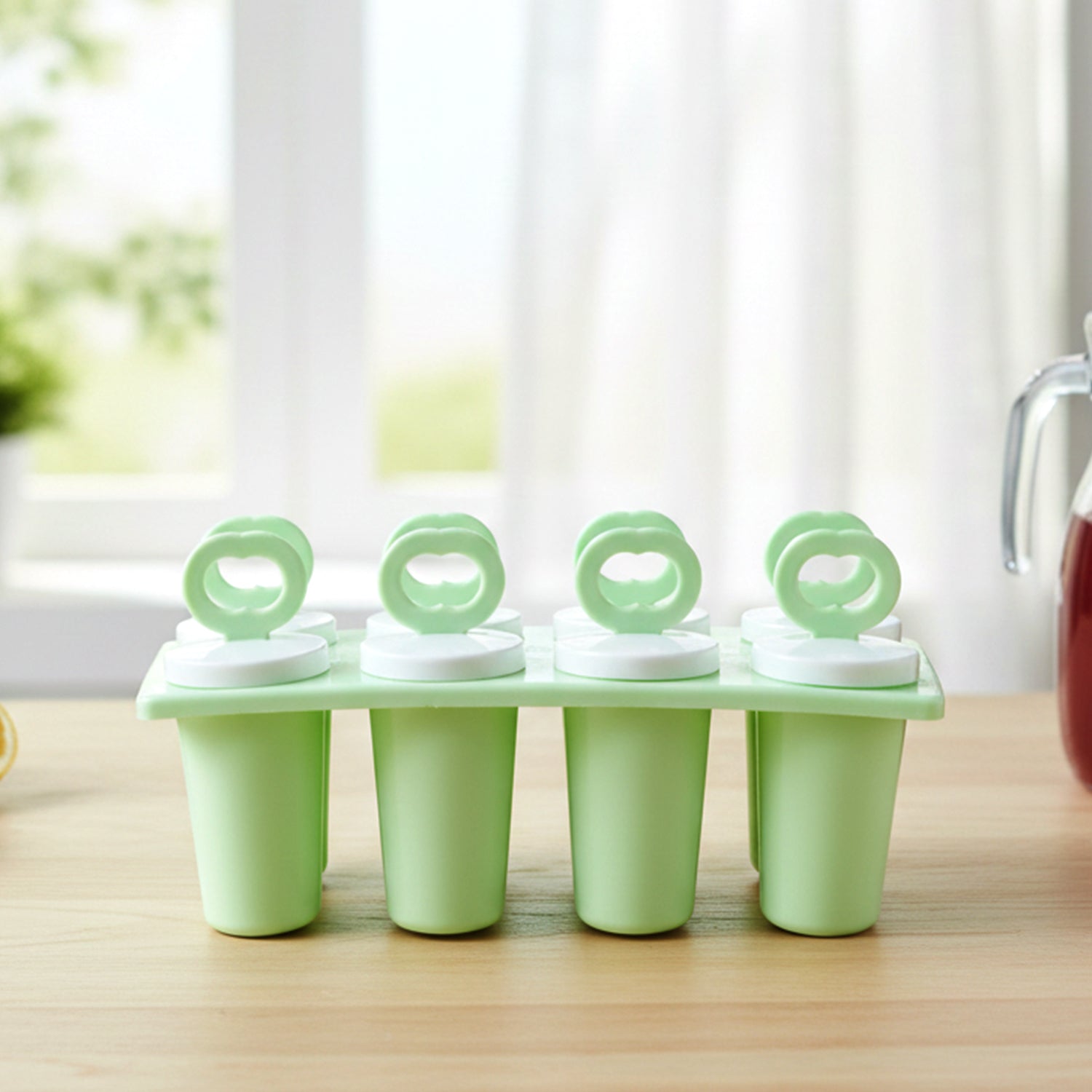 Wukusy Prexo plastic ice cream popsicle maker set with 8 colorful molds for homemade frozen treats.
