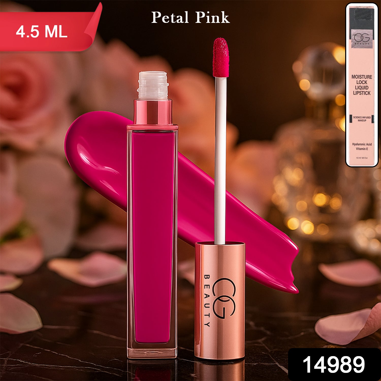 Wukusy OG Beauty Merry Mulberry Moisture Lock Liquid Lipstick tube, 4.5 ml, with a sleek packaging and applicator visible