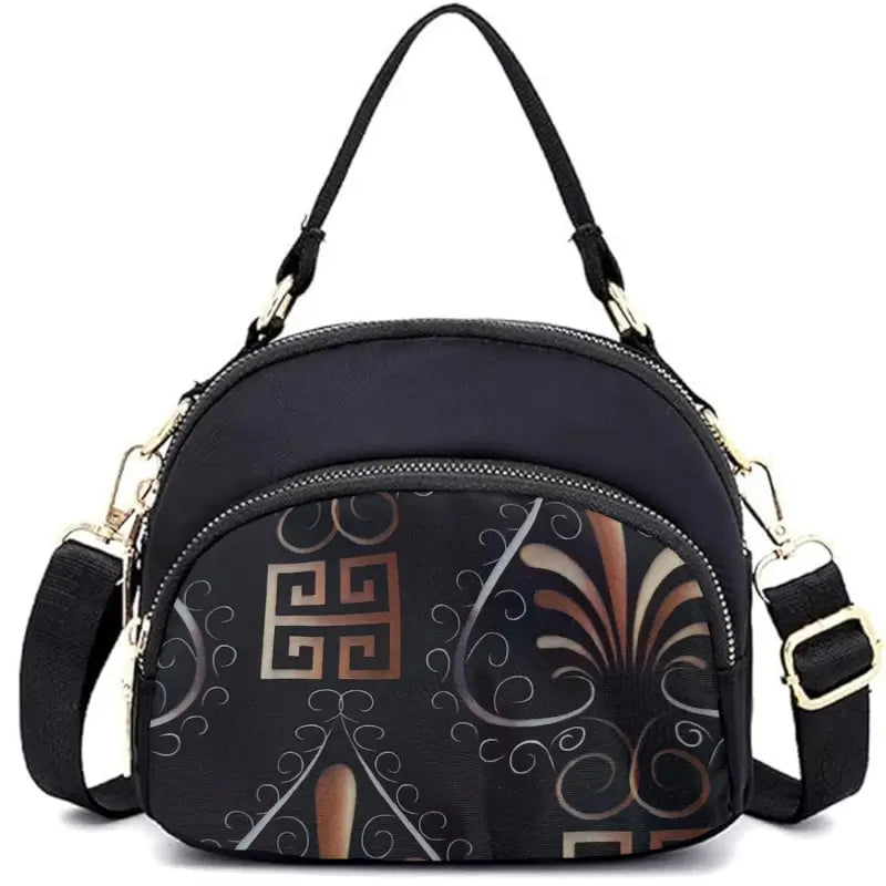 Black women’s sling bag featuring handcuff accents, stylish Korean design, casual crossbody style, lightweight and versatile for everyday use.