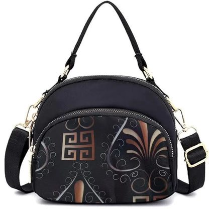 Black women’s sling bag featuring handcuff accents, stylish Korean design, casual crossbody style, lightweight and versatile for everyday use.