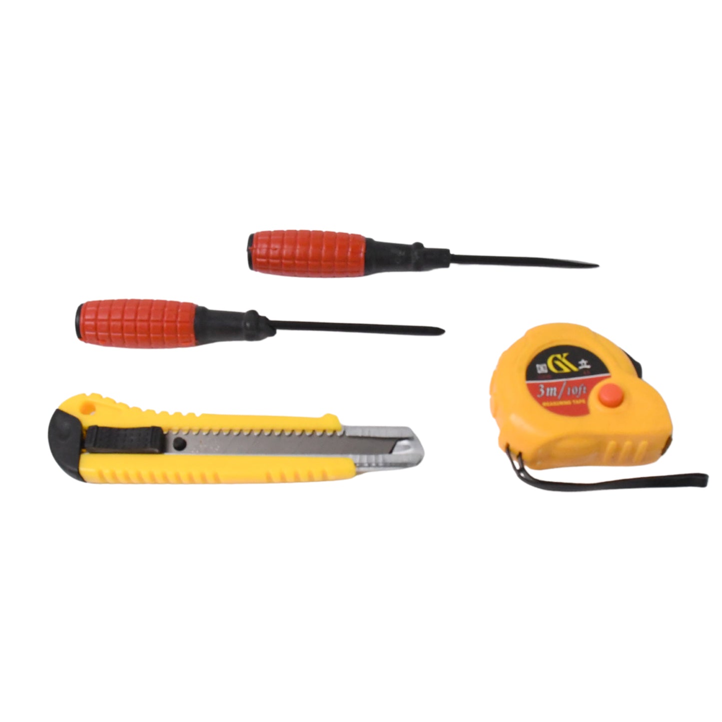 Wukusy 4-in-1 hand tool kit for home maintenance and repair with screwdriver, pliers, wrench, and tweezers in a compact set.
