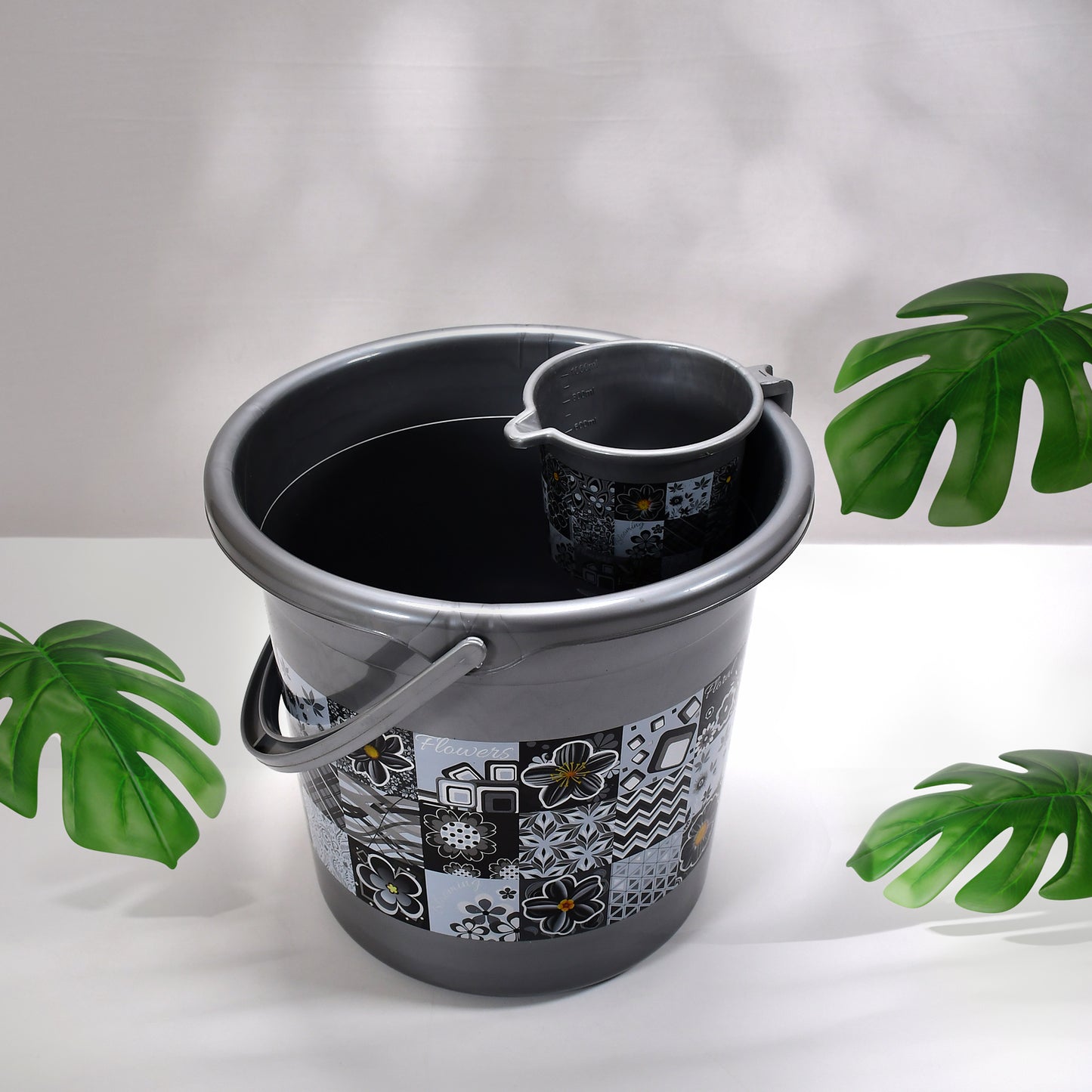 Wukusy large plastic bathroom set of 7 pieces including tub, bucket, dustbin, mug, soap case, dustpan, and stool for home improvement.