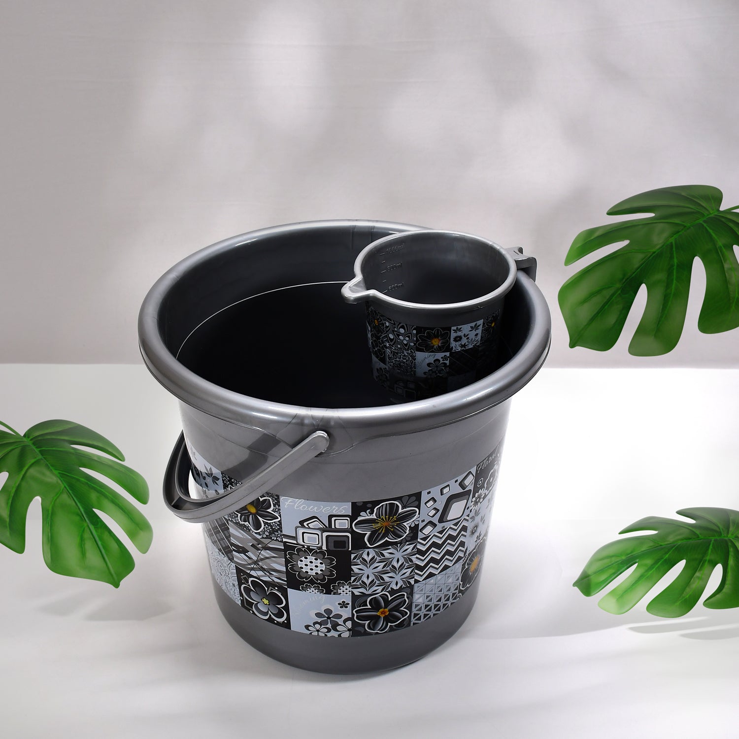 Wukusy large plastic bathroom set of 7 pieces including tub, bucket, dustbin, mug, soap case, dustpan, and stool for home improvement.