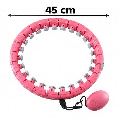 Wukusy adjustable smart weighted hula hoop with massage ball for waist slimming, showing the hoop and massage ball in use