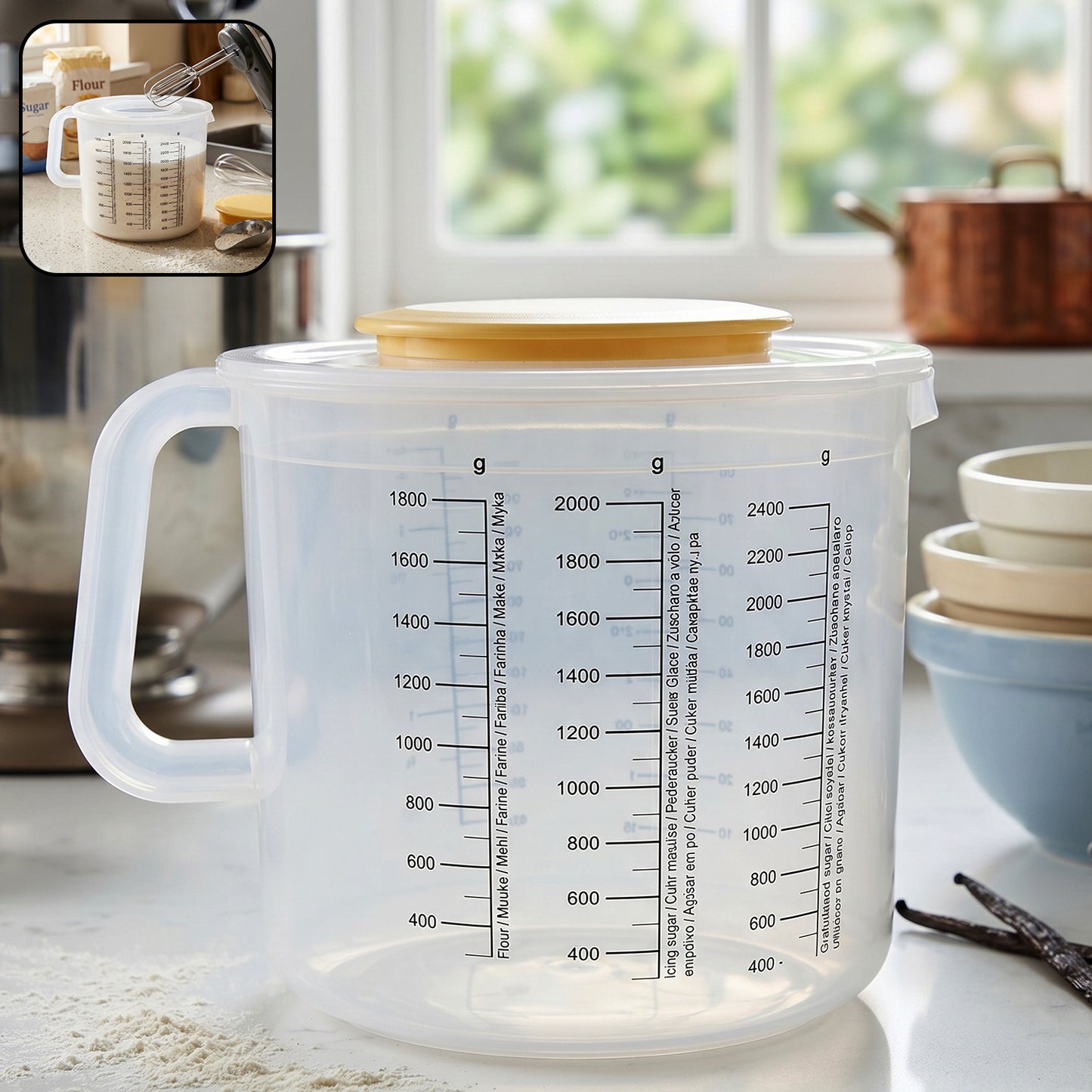 Wukusy plastic measurement storage box with lid, compact and clear, ideal for organizing small items or ingredients.