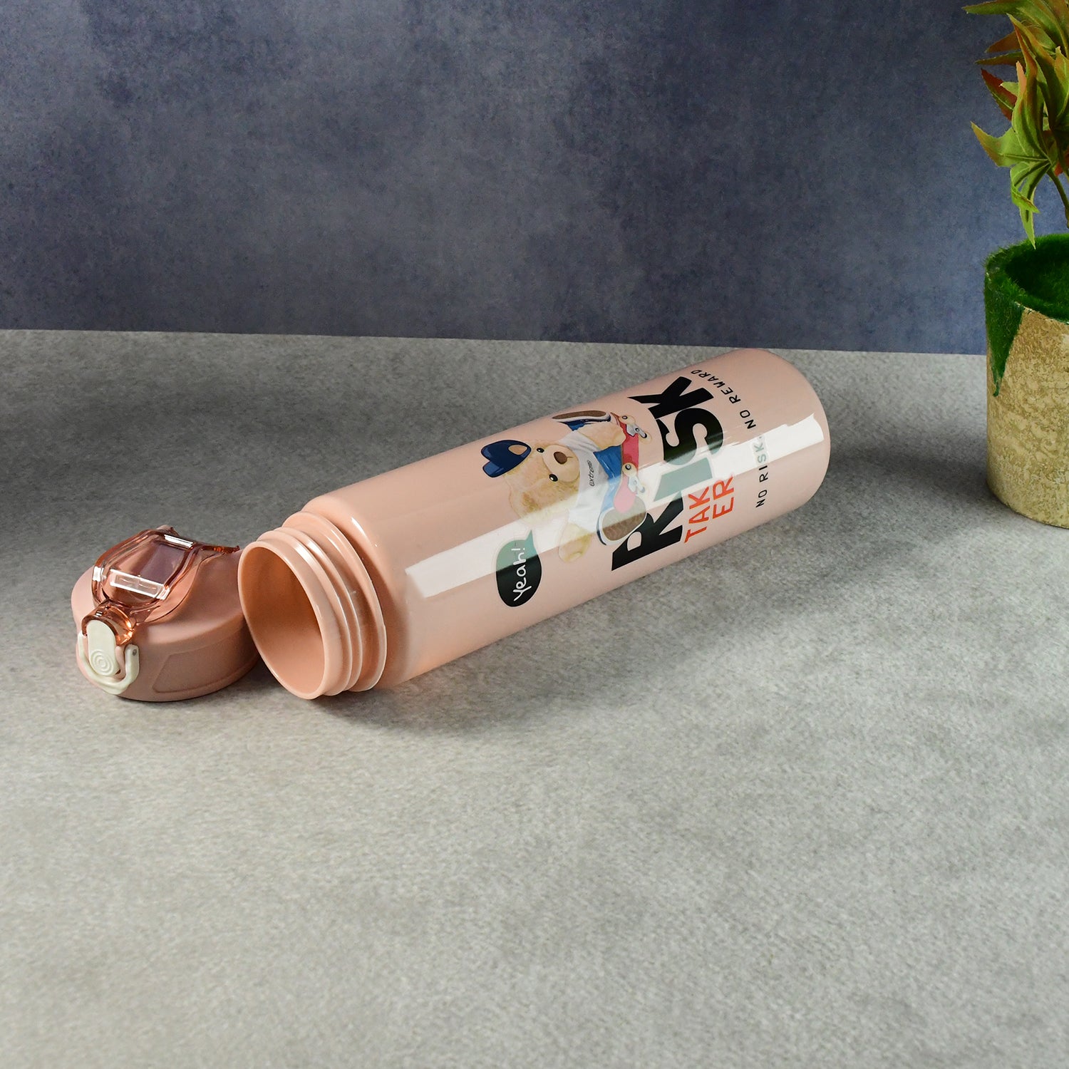 Set of three Wukusy cartoon printed water bottles with colorful designs, ideal for home and kitchen use.