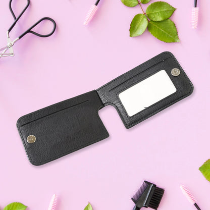 Black Wukusy adhesive phone holder and card wallet attachment attached to a smartphone for convenient card storage.