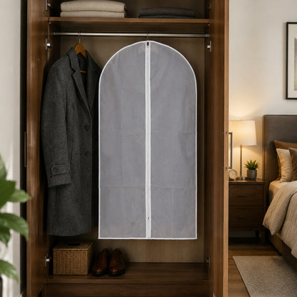 Set of five Wukusy foldable non-woven suit covers, designed to protect clothing and coats during storage or travel.