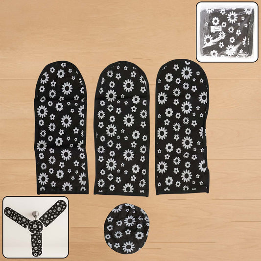 Wukusy 4-in-1 ceiling fan dust proof cover set showing clear plastic covers for fan blades and motor area.