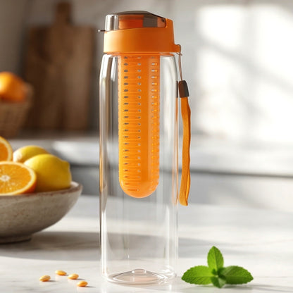 Wukusy premium 1200ml fruit infuser water bottle with a clear plastic body and colorful infuser basket for fresh fruit infusion.