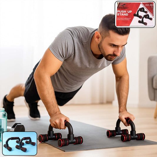 Wukusy heavy-duty push-up bars stand for home workout, featuring sturdy grips and durable construction for strength training.