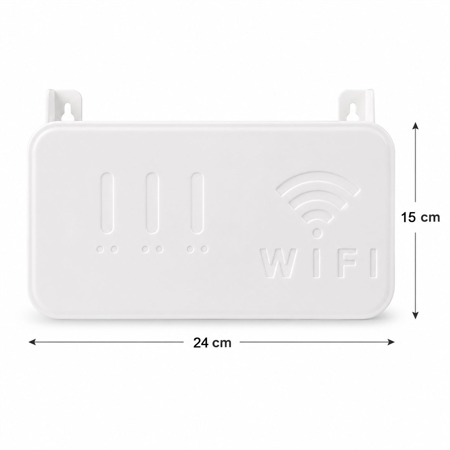 Wukusy wall mount WiFi router holder storage box with screws, organized rack for router and accessories on wall.