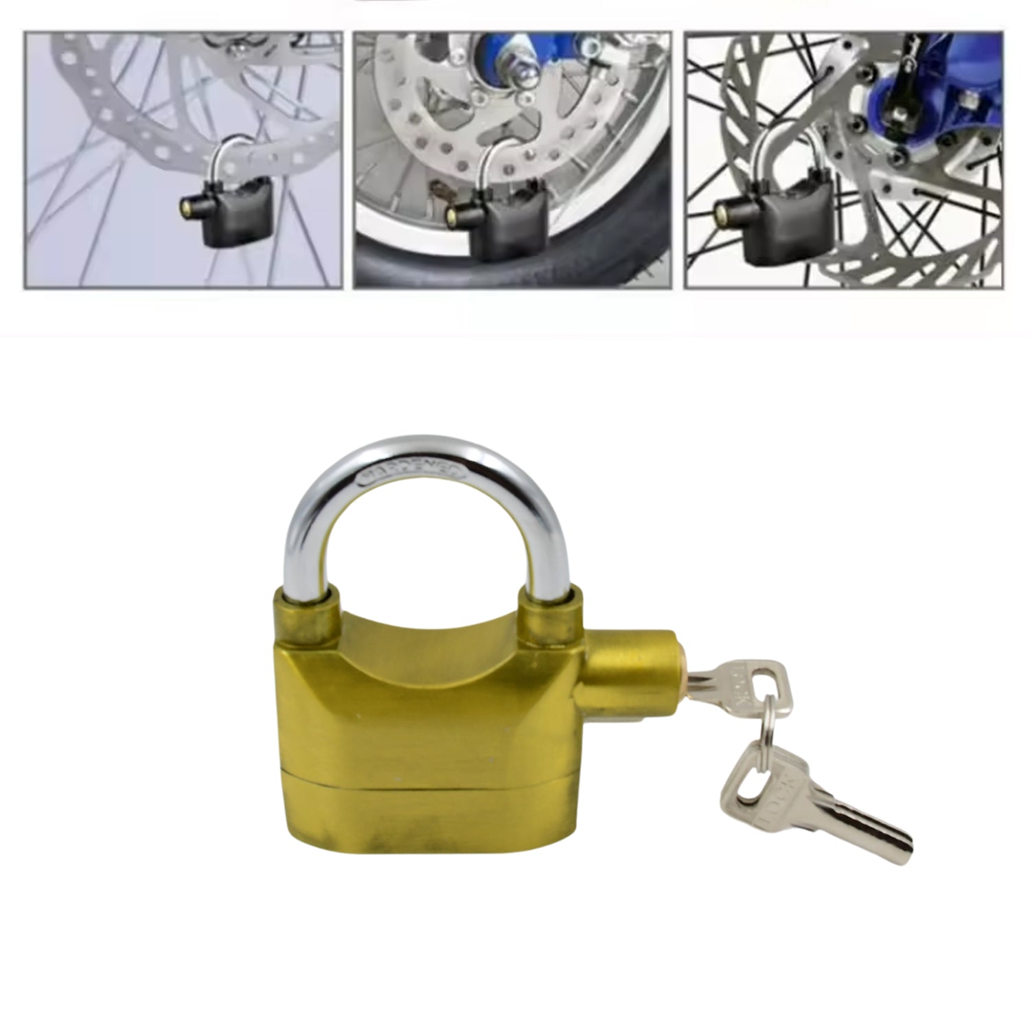 Wukusy security alarm metallic lock system with three keys in mixed colors, ideal for home improvement security solutions