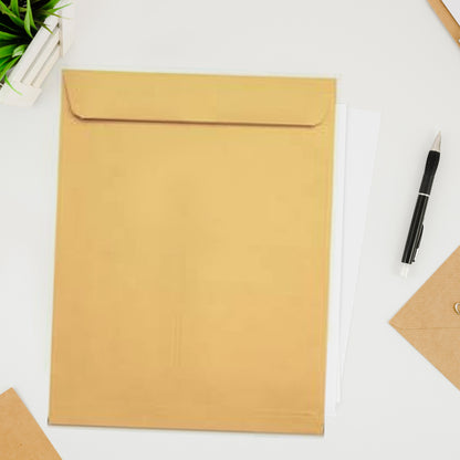 Brown Kraft envelope by Wukusy, 16x14 inches, self-sealing paper envelope suitable for invitations, postcards, and office stationery.