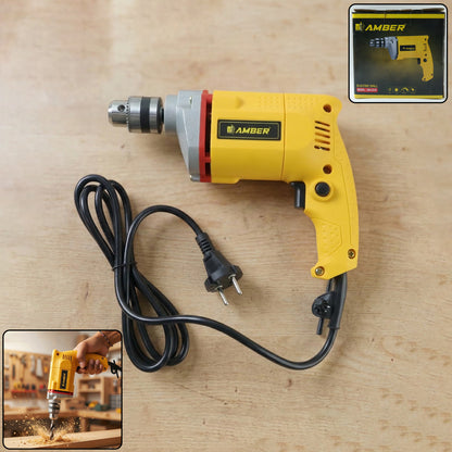 Wukusy Amber Electric Drill AM2310 350W with ergonomic handle and metal chuck, suitable for DIY and home projects